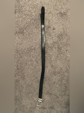 Chaps Unisex Black Leather Belt with Silver Buckle